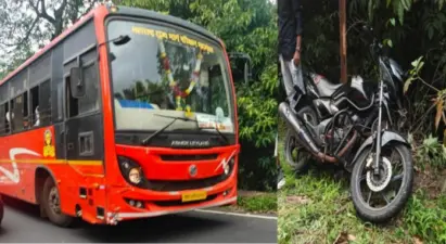 आंबोली घाटात एस.टी. बस आणि मोटरसायकलचा अपघात