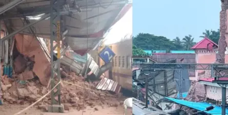 കോഴിക്കോട് റെയില്വേ സ്റ്റേഷനില്: ക്ലോക്ക് ടവര് തകര്ന്നു വീണു; ഒഴിവായത് വൻദുരന്തം