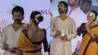 Rashmika Mandanna: ವೇದಿಕೆಯಲ್ಲೇ ಪತಿಯ ಬೆವರು ಒರೆಸಿದ ರಶ್ಮಿಕಾ; ವಿಡಿಯೊ ವೈರಲ್