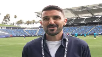 Spain legend, top goal-scorer David Villa attends team's training session with son