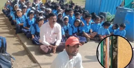 अज्ञाताने शाळेला कुलूप लावले; ९१ विद्यार्थ्यांचा भर उन्हात रस्त्यावर अभ्यास