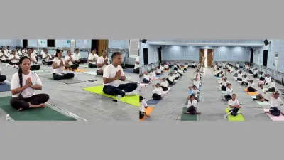 Celebration of 12th International Yoga Day at Vadodara Division