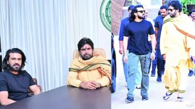మంగళగిరిలో పవన్ కల్యాణ్ ను కలిసిన రామ్ చరణ్