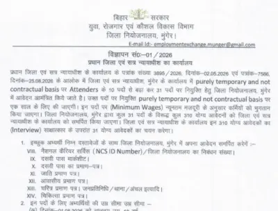 बिहार में 10वीं पास के लिए वैकेंसी, 9 सितंबर तक करें आवेदन!