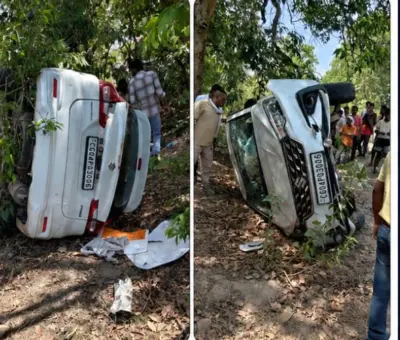 बोरगाव जंगल शिवारात अर्टिकाचा भीषण अपघात;पाच जण बचावले
