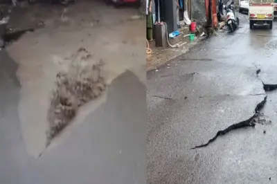 रस्त्याच्या छातीतून उसळला पाण्याचा स्फोट