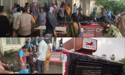 పెళ్లి బస్సును ఢీకొట్టిన కంటైనర్.. 40 మందికి గాయాలు
