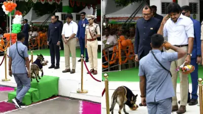 Pawan Kalyan's Candid Moment With A Police Dog