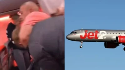 Jet2 Turkey-UK flight forced to land in Brussels after passengers start mid-air brawl | Video