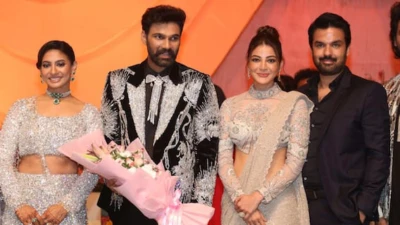 Bellamkonda Sai Sreenivas Reception : బెల్లంకొండ శ్రీనివాస్, కావ్యల రిసెప్షన్ - స్పెషల్ అట్రాక్షన్‌గా కాజల్