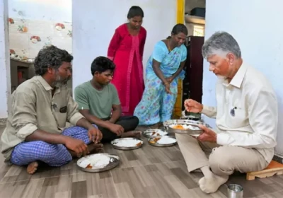 మత్య్సకార కుటుంబంతో సీఎం చంద్రబాబు భోజనం