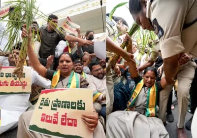 రైతుల కోసం ధర్నా చేపట్టిన కవిత అరెస్టు