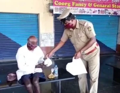 ನಿರ್ಗತಿಕರಿಗೆ ಆಹಾರ ನೀಡಿ ಮಾನವೀಯತೆ ಮೆರೆದ ಮಡಿಕೇರಿ ಪೊಲೀಸರು