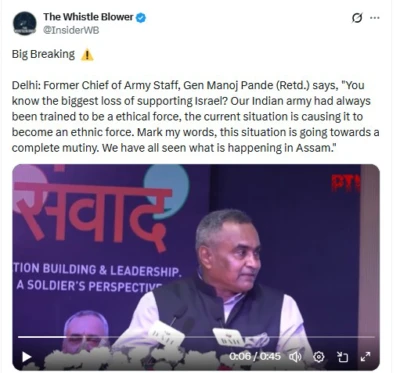 Viral Video Claiming To Show Ex-Army Chief Calling Indian Army An 'Ethnic Force' Is Manipulated