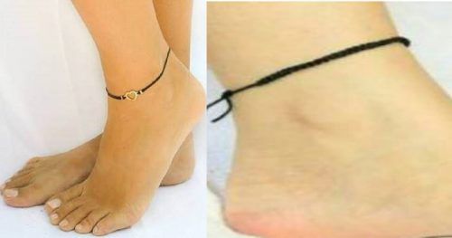 one leg black anklet