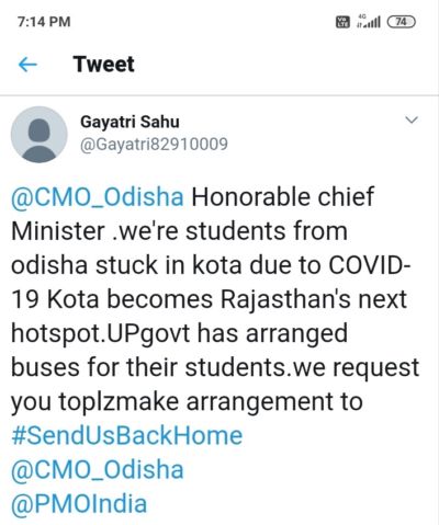 Odia Students In Kota Appeal Cm For Rescue Orissa Post Dailyhunt