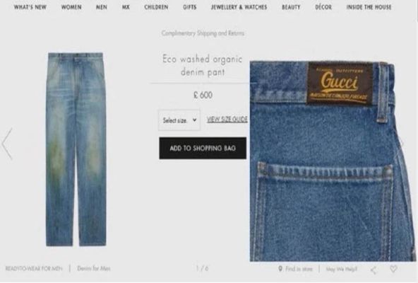 gucci eco washed organic denim pant