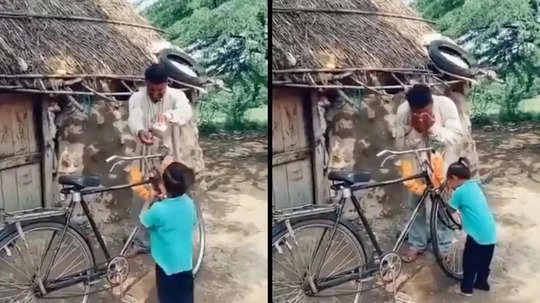 Young boy's excitement for a second-hand bicycle his father bought is heartwarming - Watch viral video