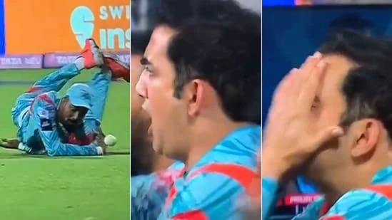 Watch: Gautam Gambhir's ecstasy turns into agony within seconds after KL Rahul drops Dinesh Karthik's catch