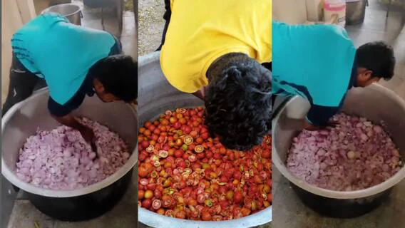 Chopping Onions At One Go! Meet Durga Prasad, Who Is Lovingly Called 'Human Mixer' By Netizens