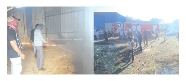 नवसारी के पास स्क्रैप गोदाम में भयंकर आग
