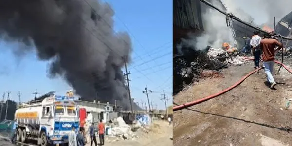 اندور میں پلاسٹک دانہ فیکٹری میں خوفناک آگ لگی، بجھانے میں مصروف فائر بریگیڈ، کئی کلومیٹر دور تک دھواں دکھائی دے رہا ہے