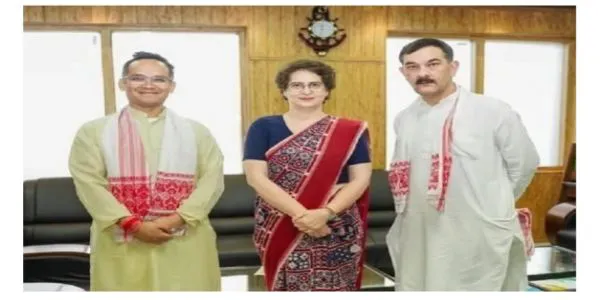 Priyanka Gandhi Arrives in Assam for One-Day Poll Campaign