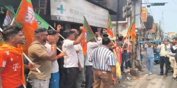 BJP workers protest against Chandannagar candidate Deepanjan Guha