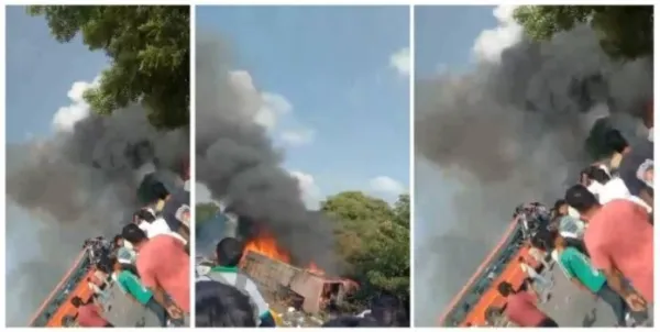 गुजरातमध्ये महाराष्ट्राच्या दोन एसटी बसचा भीषण अपघात; बसला आग लागून सहा जणांचा मृत्यू
