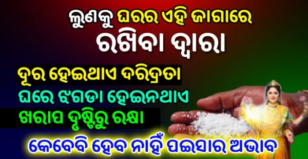 ଲୁଣକୁ ଘରର ଏହି ଜାଗାରେ ରଖିବା ଦ୍ଵାରା ହୋଇଥାଏ ଧନବର୍ଷା, ସବୁଦିନ ପାଇଁ ଦୂର ହୋଇଯାଏ ଦରିଦ୍ରତା- Vastu Tips