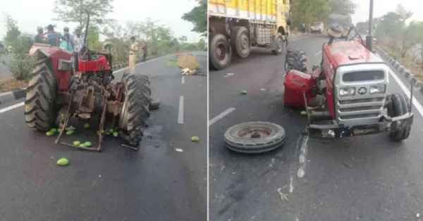 డీసీఎం ఢీకొని.. ట్రాక్టర్ నడుపుతున్న రైతు మృతి