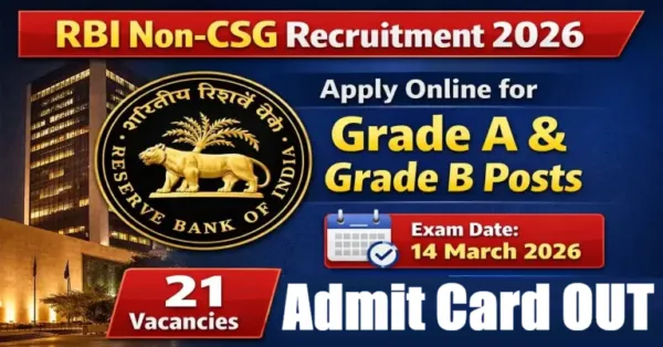 RBI Non CSG Various Post Admit Card 2026