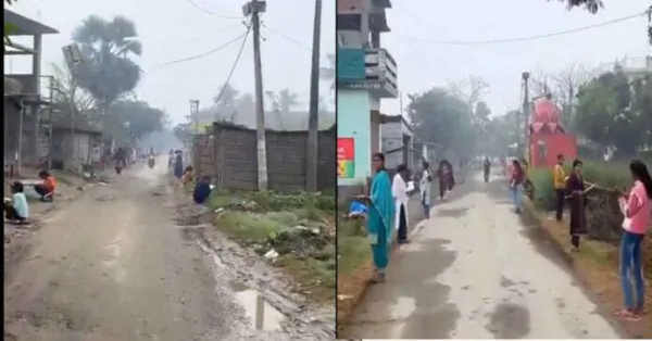 బీహార్లో రోడ్లలపై నిలబడి పరీక్షలు రాసిన విద్యార్థులు