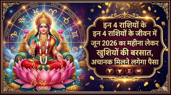 राशिफल: जून 2026 का महीना इन 4 राशियों के लिए लेकर आया खुशियों की बरसात, चारों दिशाओं से अचानक बरसने लगेगा पैसा!