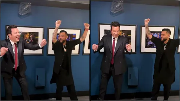 Karan Aujla gives bhangra lessons to Jimmy Fallon