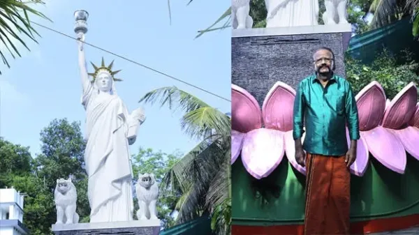 Lotus base for Lady Liberty: Thomas Tharyan's unique symbol of two nations