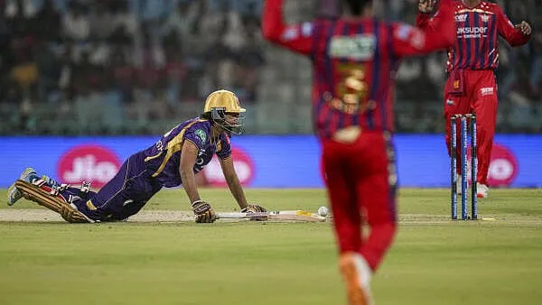 Raghuvanshi adjudged out for obstructing the field during LSG-KKR IPL clash