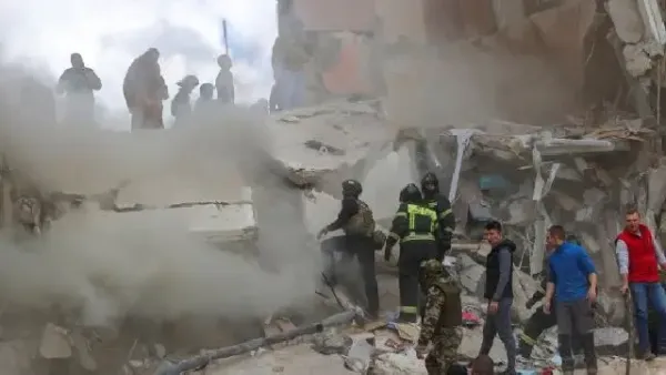 Woman and child killed after drone hits apartment building in Russia