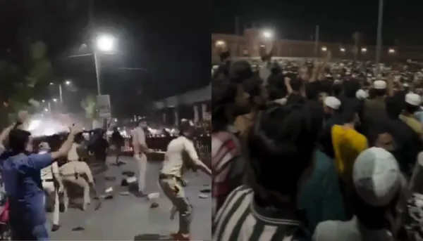 Muslim mob goes on a rampage in Bhopal, raises 'Sar Tan Se Juda' slogans and pelt stones after a Muslim man was beaten on suspicion of Love Jihad