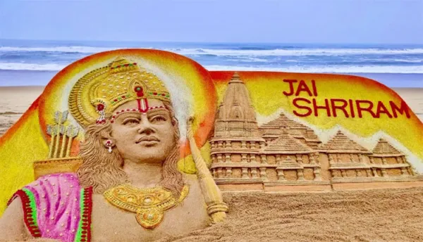 పూరీ బీచ్‌లో ఆకట్టుకుంటున్న సైకత రామమందిరం..