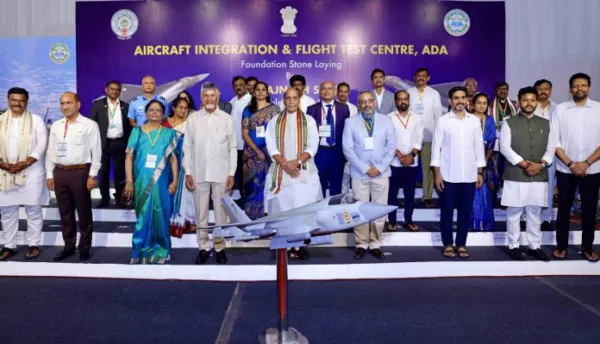 Raksha Mantri and Andhra Pradesh CM lay foundation stones for AMCA's Core Integration & Flight Testing Centre and Naval Systems Manufacturing Facility