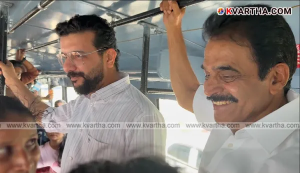 സ്ത്രീകള്‍ക്ക് സൗജന്യ യാത്ര; യുഡിഎഫ് ഇന്ദിരാ ഗ്യാരന്റിക്ക് 'ഡബിള്‍ ബെല്‍'; കെഎസ്‌ആര്‍ടിസി ബസില്‍ യാത്രക്കാരോട് വോട്ട് തേടി കെ സി വേണുഗോപാലും രമേഷ് പിഷാരടിയും