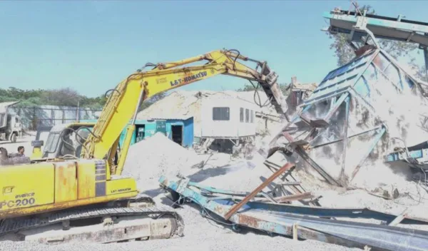 Hydraa demolishes stone crushing and ready mix concrete plants at Kothwalguda