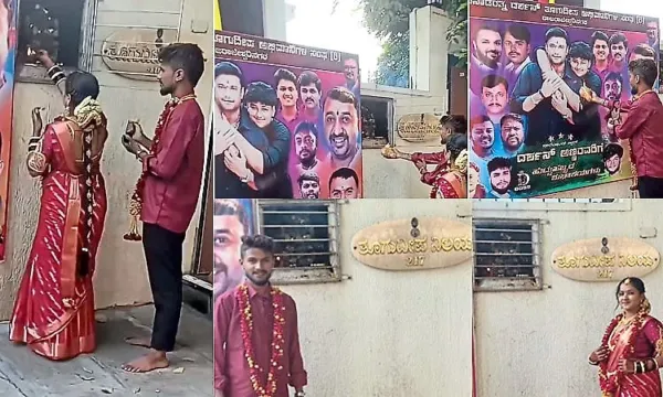 Newly married couple visits Darshan's house, performs puja to actor's cut-out; video goes viral