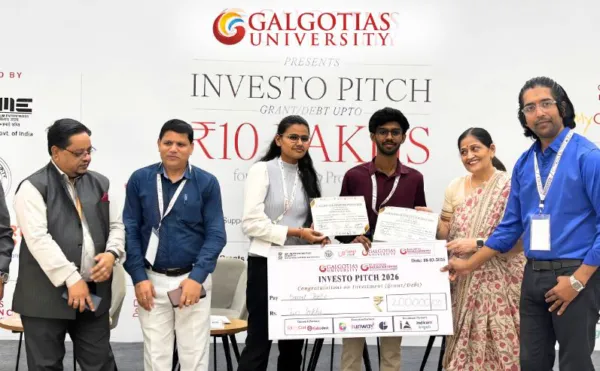 Galgotias University Hosts 'Galgotias Investo Pitch 2026', Awards Grants to 12 Promising Startups