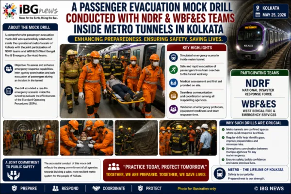 A PASSENGER EVACUATION MOCK DRILL CONDUCTED WITH NDRF & WBF&ES TEAMS INSIDE METRO TUNNELS
