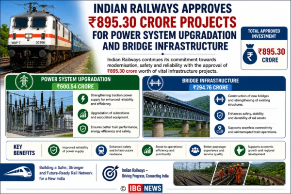 ₹895.30 Crore Projects approved for Power System Upgradation and Bridge Infrastructure by Railways
