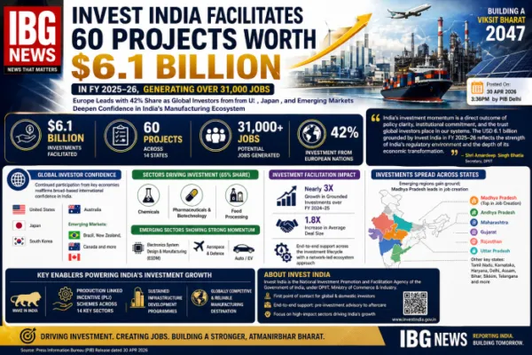 Invest India Facilitates 60 Projects Worth Over USD 6.1 Billion in FY 2025-26, Generating Over 31,000 Jobs