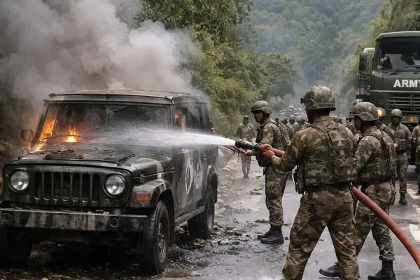 BSF DIG's Convoy Attacked in Meghalaya's Garo Hills, Vehicle Burnt Amid Unrest