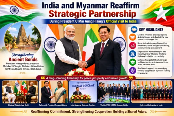 India and Myanmar Reaffirm Strategic Partnership During President U Min Aung Hlaing's Official Visit